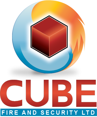 Cube fire and security logo
